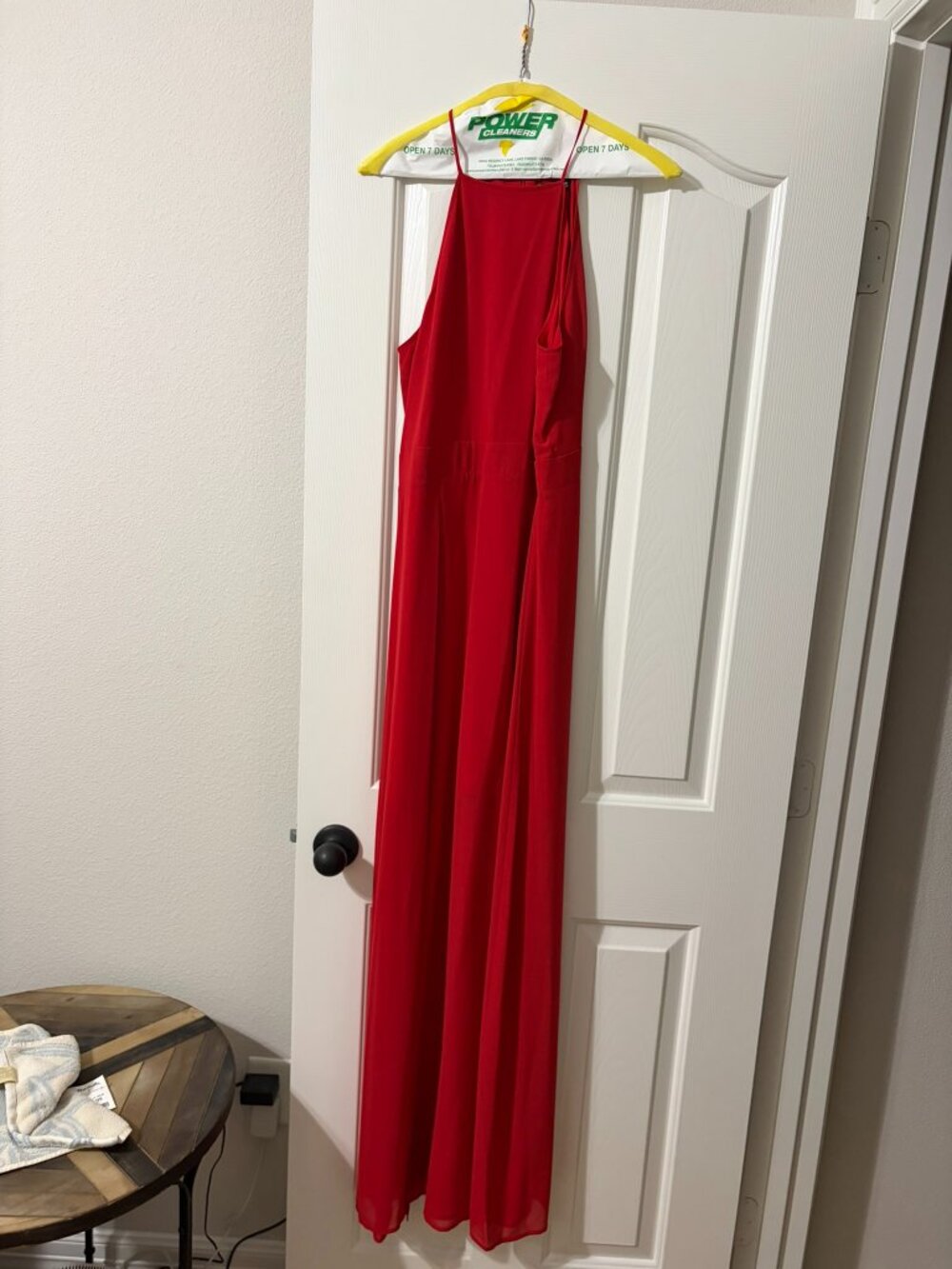 Express Red Chiffon Halter Maxi Dress Double Slit Sz 8